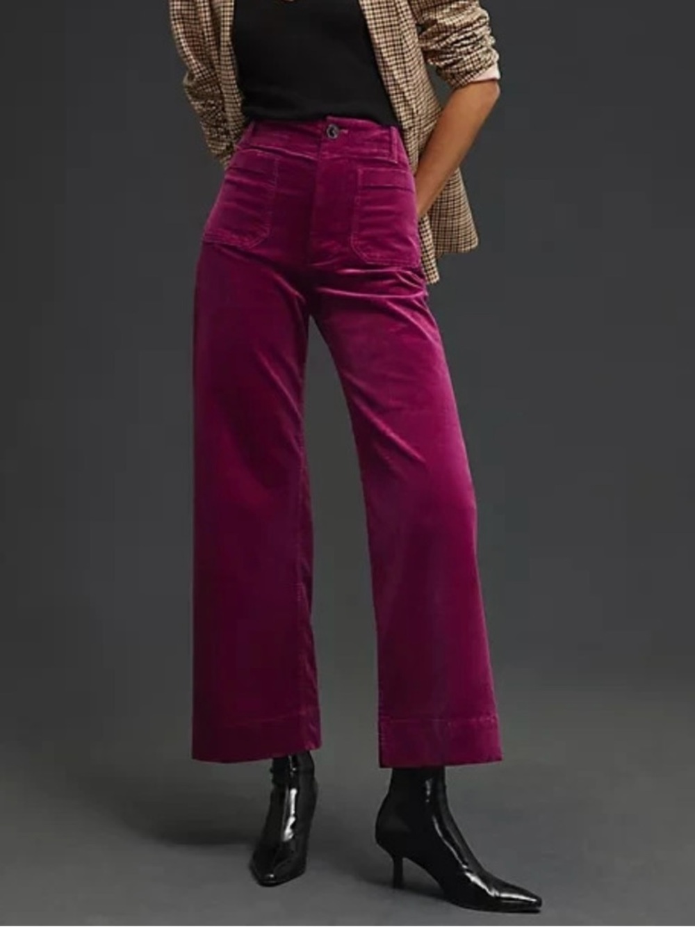 Anthropologie Colette Cropped Pants by Maeve Corduroy Edition Raspberry Size 28